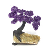 Amethyst Gemstone Tree with Clay Polymer on Citrine Geode Base
