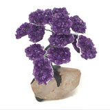 Amethyst Gemstone Tree with Clay Polymer on Quartz Crystal Base