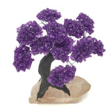 Amethyst Gemstone Tree with Clay Polymer on Quartz Crystal Base