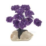 Amethyst Gemstone Tree with Clay Polymer on Quartz Crystal Base