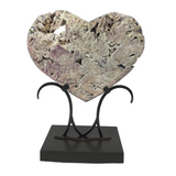 Angel Aura Sphalerite Heart on Custom Flowy Stand with Patina Finish