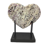 Angel Aura Sphalerite Heart on Custom H Stand with Patina Finish