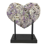 Angel Aura Sphalerite Heart on Custom H Stand with Patina Finish
