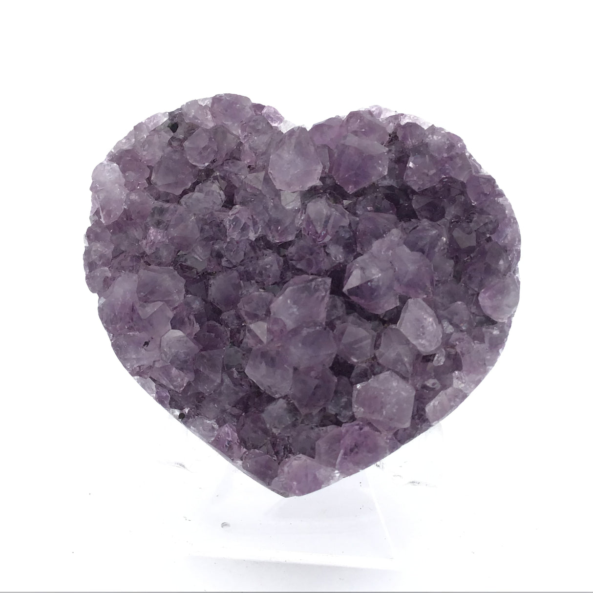 Amethyst Crystal Heart on Lucite Stand - Mini