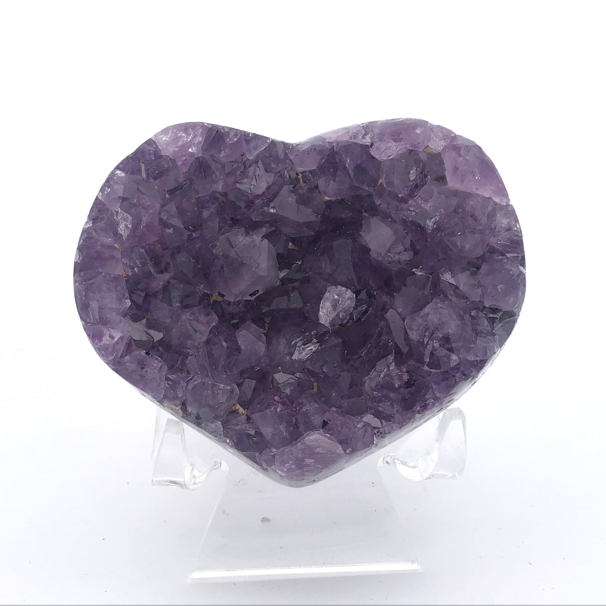 Amethyst Crystal Heart on Lucite Stand - Mini