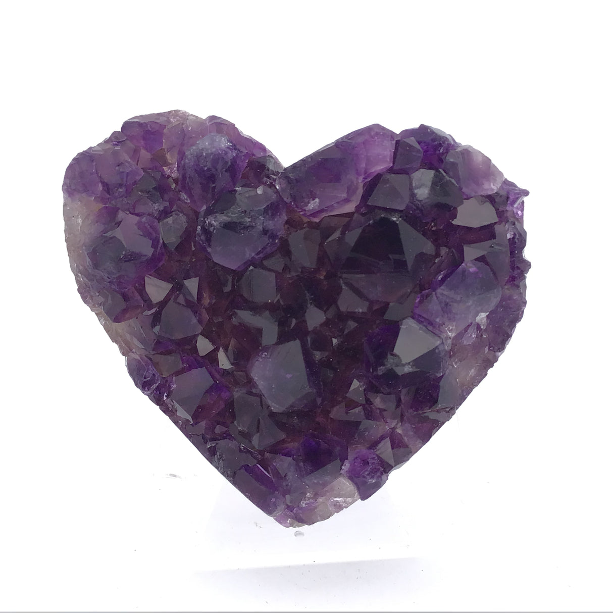 Amethyst Crystal Heart on Lucite Stand - Mini