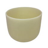 8" imperial topaz gem-infused quartz singing bowl in pale gold, C note perfect pitch.