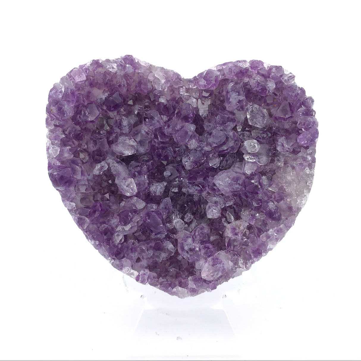 Amethyst Druze Heart on Lucite Stand - Medium Size Druze