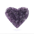 Front view of amethyst druze heart with sharp faceted deep purple crystal points and lighter tips