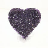 4" Amethyst Druze Heart with Squared Cut & Polished Agate on Lucite Stand
