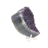 4" Amethyst Druze Heart with Squared Cut & Polished Agate on Lucite Stand