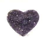 4" Amethyst Druze Heart with Squared Cut & Polished Agate on Lucite Stand