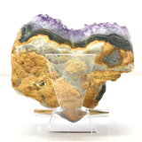 Amethyst Crystal Heart with Radical Agate Banding on Lucite Stand