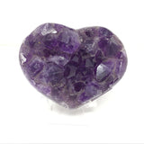 Large Crystal Amethyst Heart on Lucite Stand with Clear Phantom Tips