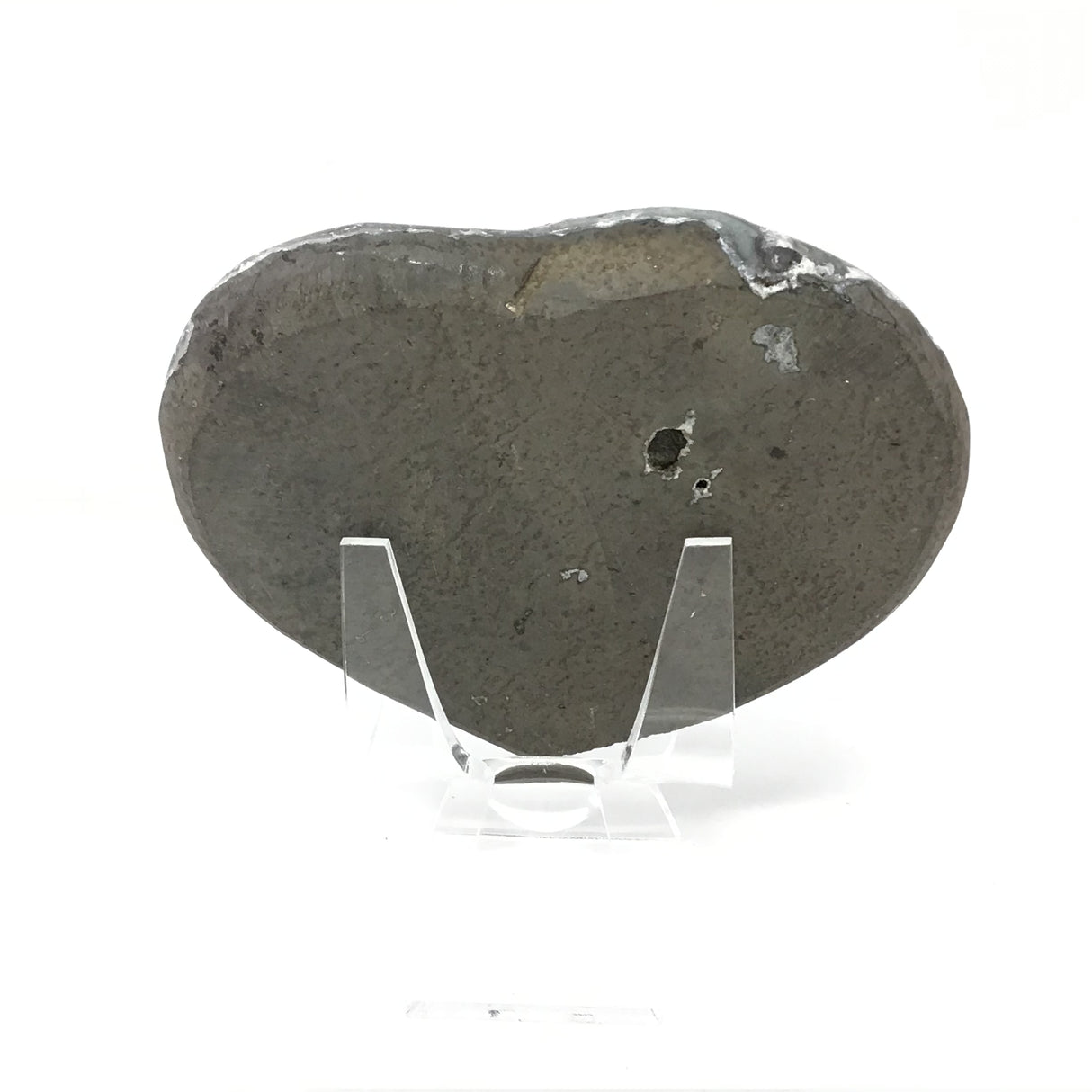 Rose De France Druze Stalactite Heart on Lucite Stand with Green Agate