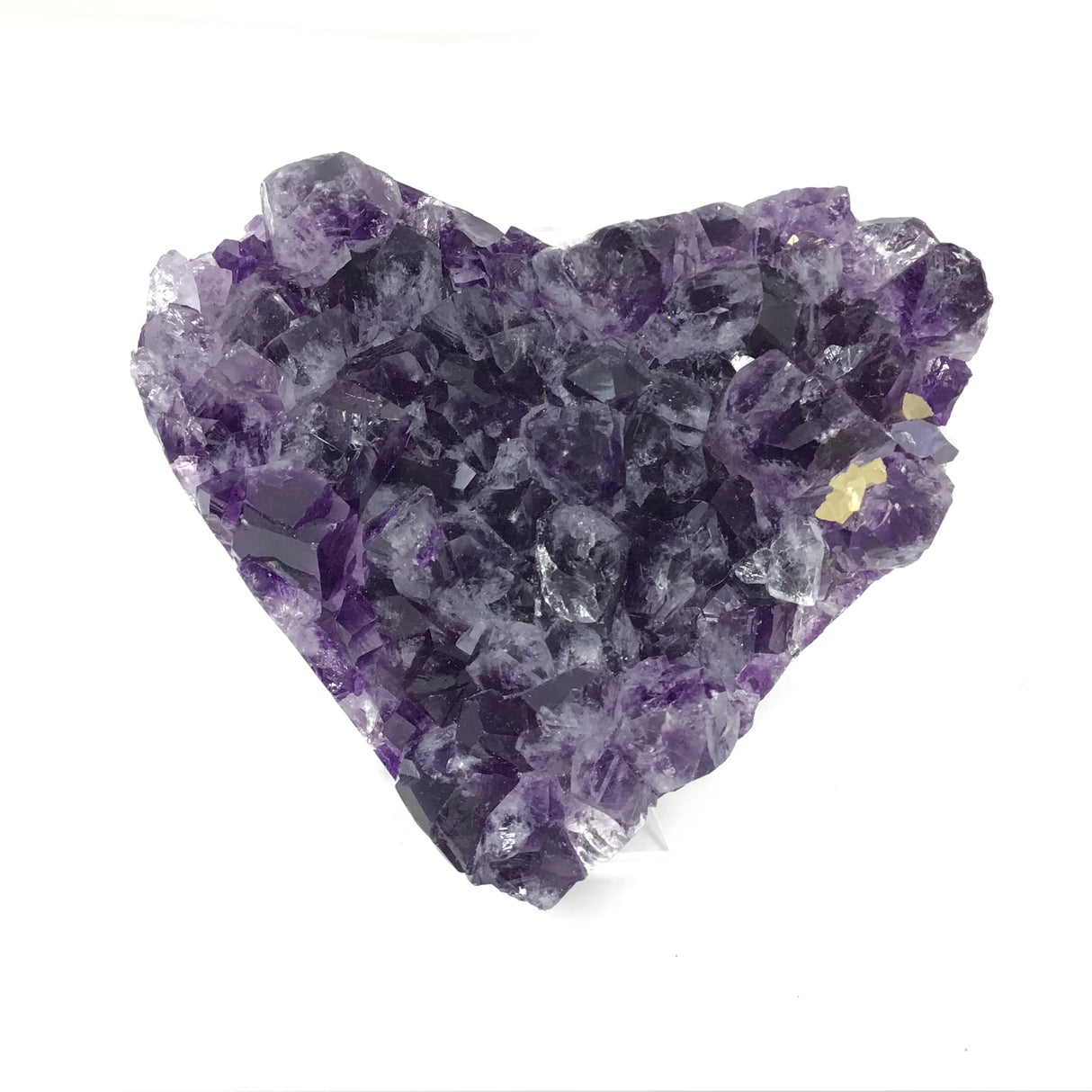 3" Amethyst Crystal Heart with Frosty Tips on Lucite Stand - with Calcite