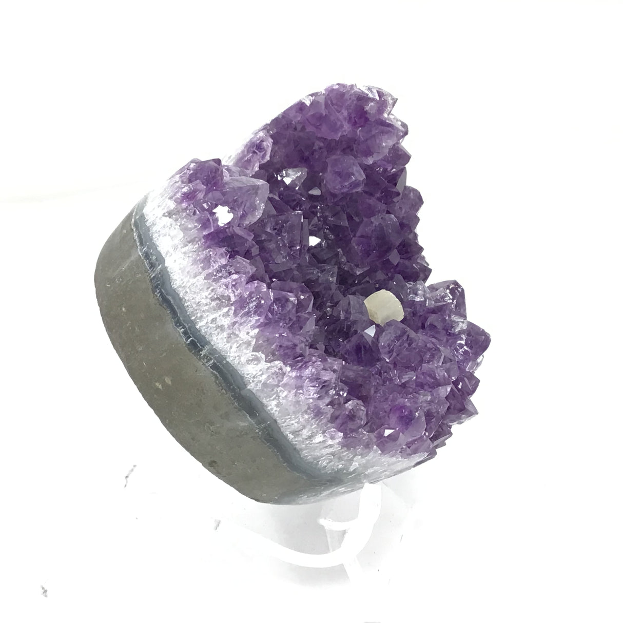 3" Amethyst Crystal Heart with Frosty Tips on Lucite Stand - with Calcite