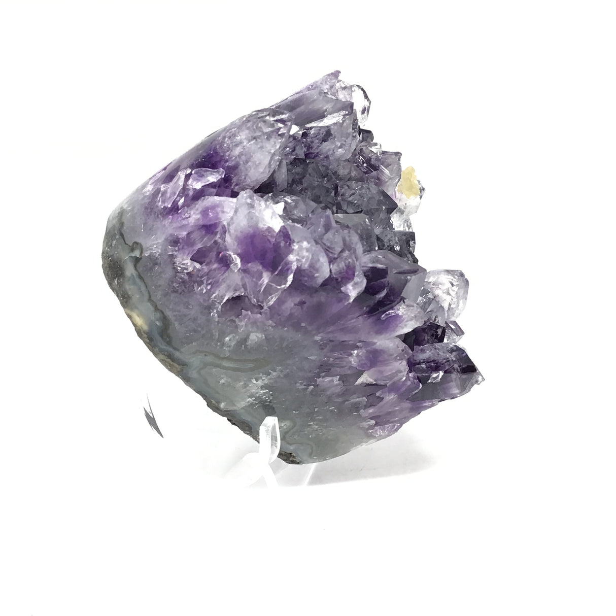 3" Amethyst Crystal Heart with Frosty Tips on Lucite Stand - with Calcite