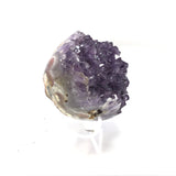 Moody Amethyst Crystal Heart with Convex Shape on Lucite Stand