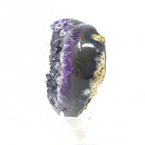 Deep Amethyst Crystal Heart with Frosty Tips on Lucite Stand - Concave Shape