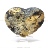Deep Amethyst Crystal Heart with Frosty Tips on Lucite Stand - Concave Shape