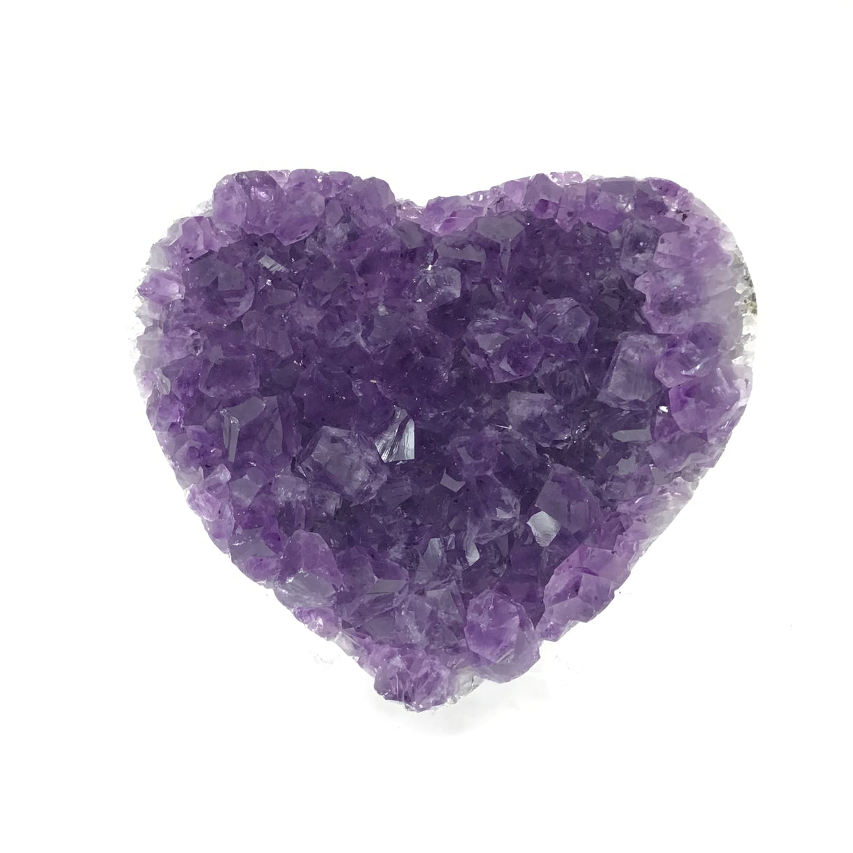 Amethyst Crystal Heart on Lucite Stand - Medium with Gemmy Color