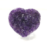 Amethyst Crystal Heart on Lucite Stand - Medium with Gemmy Color