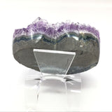 Amethyst Crystal Heart on Lucite Stand - Medium with Gemmy Color