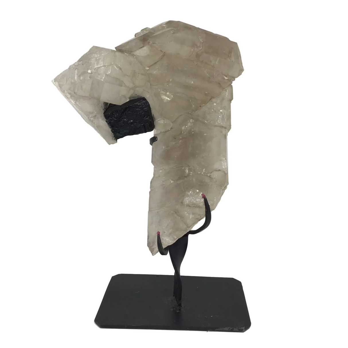 Smoky Quartz Elestial with Black Tourmaline on Fitted Stand