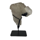 Smoky Quartz Elestial with Black Tourmaline on Fitted Stand