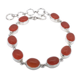 Citrus Carnelian Oval Cabochon Link Bracelet - 10 Gems - 7x9