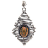 Bumblebee Jasper Vine Roots Designer Pendant with Oval Cabochon