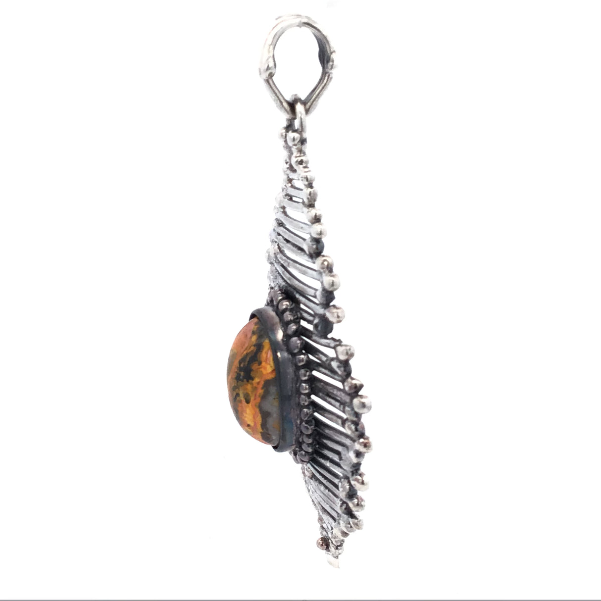 Bumblebee Jasper Vine Roots Designer Pendant with Oval Cabochon