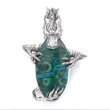 Chrysocolla Malachite Designer Dragon Cookie Pendant Full Detail