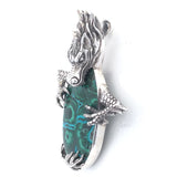 Chrysocolla Malachite Designer Dragon Cookie Pendant Full Detail