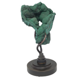 Bulbous Druze Chatoyant Fibrous Malachite Specimen On Custom Spinning Mandala Design Stand
