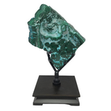 Unique Chrysocolla Malachite Polished Bulbs Specimen On Custom Spinning Art Deco Design Square Stand