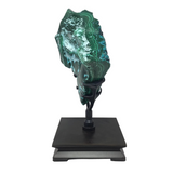 Unique Chrysocolla Malachite Polished Bulbs Specimen On Custom Spinning Art Deco Design Square Stand