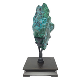 Unique Chrysocolla Malachite Polished Bulbs Specimen On Custom Spinning Art Deco Design Square Stand