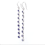 Tanzanite Cabochon Dangle Earrings - Graduated Multi-Gems Bezel Set