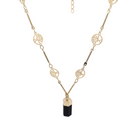 Single Cut Point Necklace with Plated Mini Medallions Over Brass