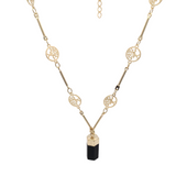 Collier à point unique avec mini-médaillons plaqués sur laiton