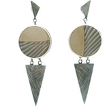 Jasper Round with Pennant Dangle on Post Dangle Earrings - OFK Flint