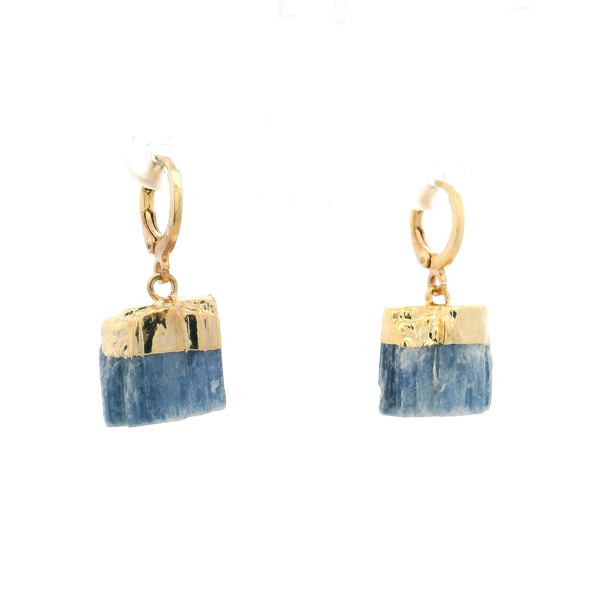 Blade Kyanite Dangle Earrings on Huggie Findings