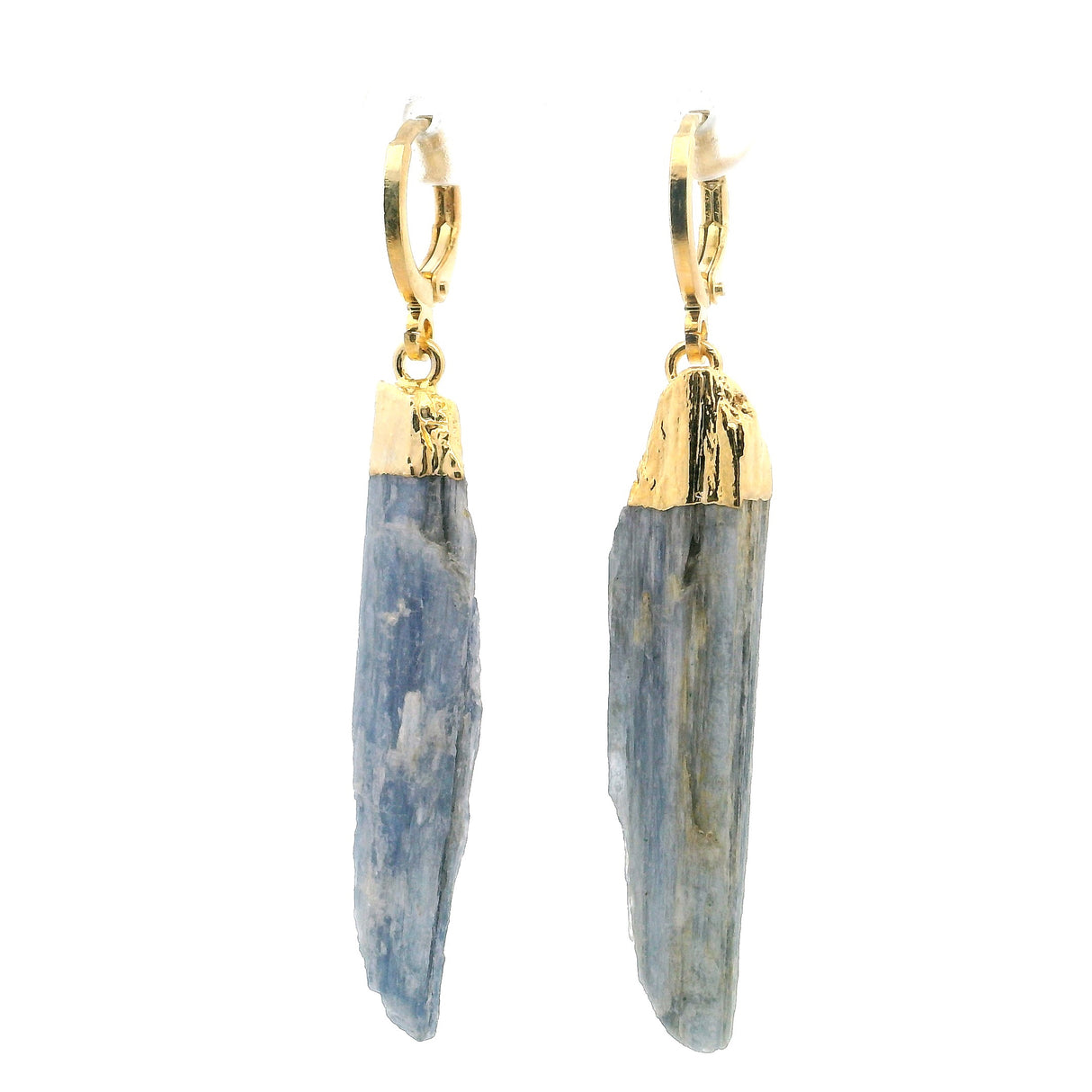 Blade Kyanite Dangle Earrings on Huggie Findings