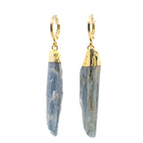 Blade Kyanite Dangle Earrings on Huggie Findings