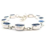 Faceted Kyanite Link Bracelet with 10 Ovals Bezel Set in 925 Sterling Silver