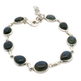 Labradorite 4-Pears & 5-Ovals Link Bracelet Bezel Set in 925 Sterling Silver