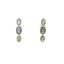 Clous d'oreilles en labradorite - 3 ovales à facettes sertis de griffes en argent sterling 925