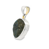 Labradorite Pendant - Rough Freeform with Simple 925 Sterling Silver Bezel - Blue Ombre Flash